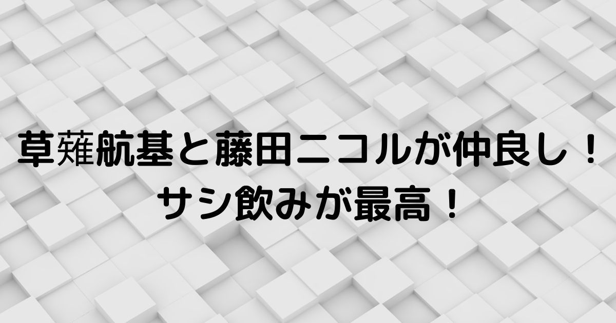 草薙航基と藤田ニコルのサシ飲みロンハー面白い 名古屋出身 ふみのあれこれ最新情報