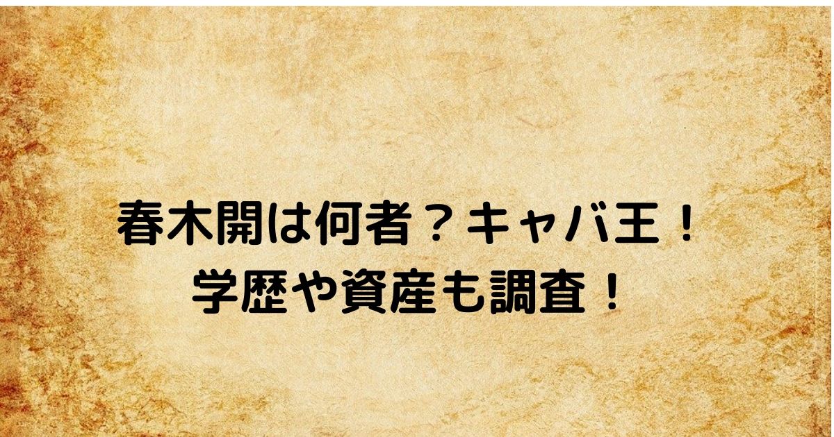 春木開は何者か仕事や資産や収入や学歴調査 キャバ王に彼女はいる ふみのあれこれ最新情報