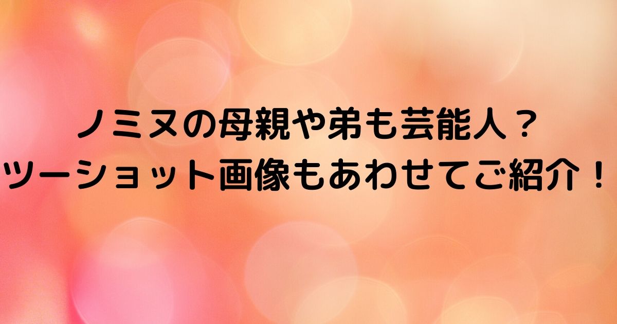 ノミヌの母親や弟も芸能人 ツーショット画像もあわせてご紹介 ふみのあれこれ最新情報